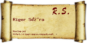 Riger Sára névjegykártya
